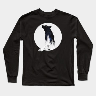 Minimalist Wolf Double Exposure Aesthetic Long Sleeve T-Shirt